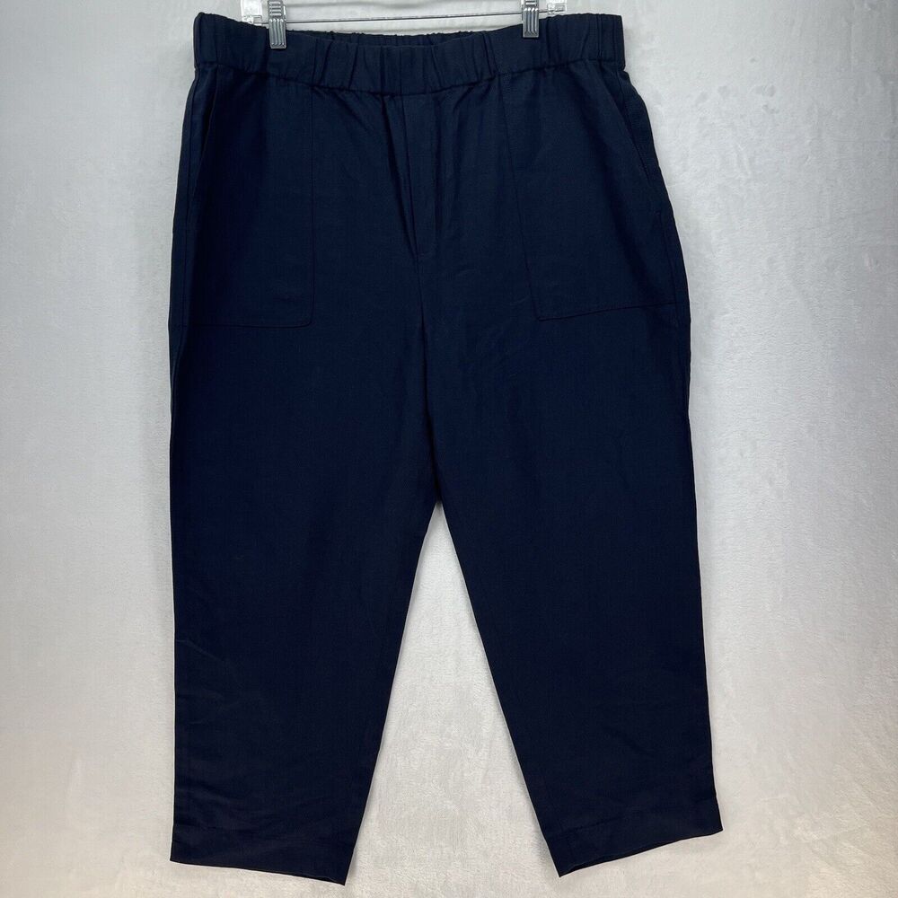 Banana Republic‎ Pull On Linen Blend Crop Pants Women’s Sz XL Navy NEW